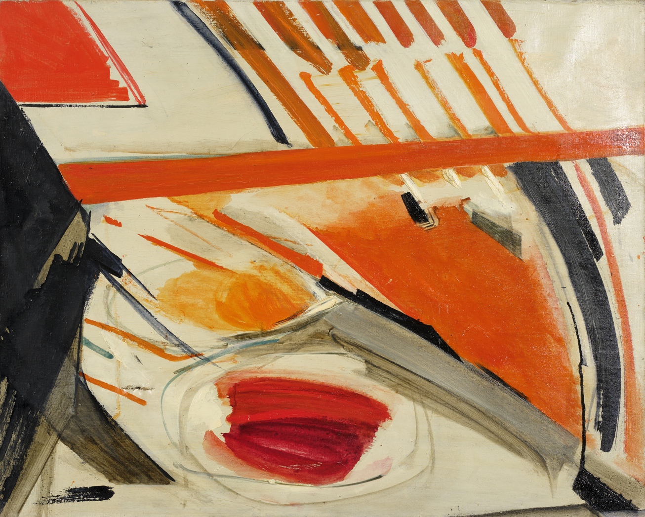 Huguette Arthur Bertrand - Gris bllanc orange et rouge 1970